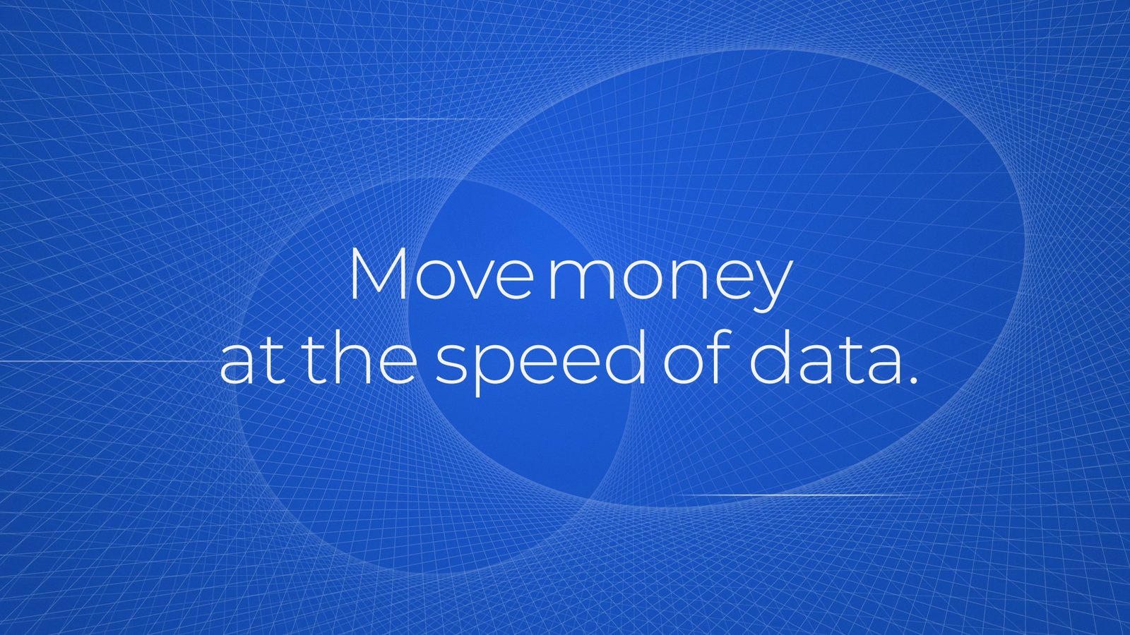"Move money at the speed of data" on Payall blue
