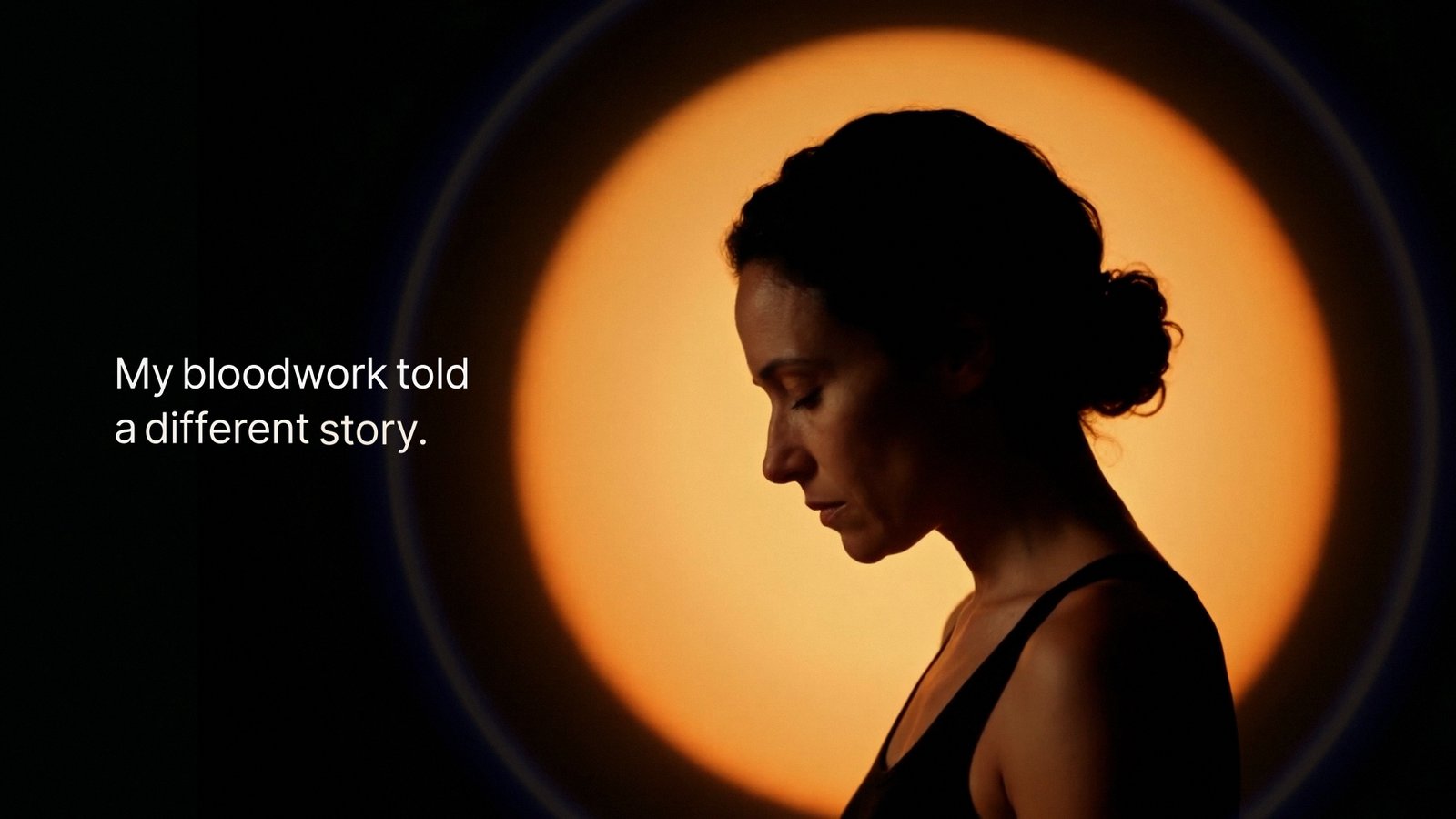 "My bloodwork told a different story" title over the Superpower halo